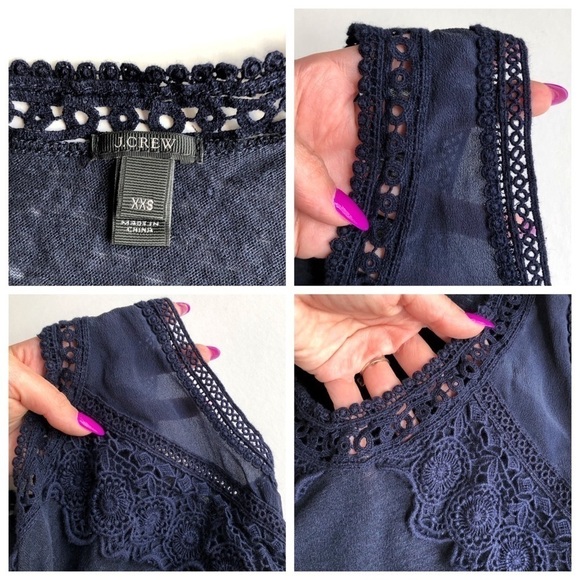 J. Crew Lace Trim Linen Tank Top - Picture 5 of 7